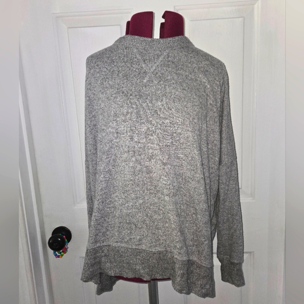 Aerie Crew Neck Cozy Gray Soft Knit Lightweight XS Sweater